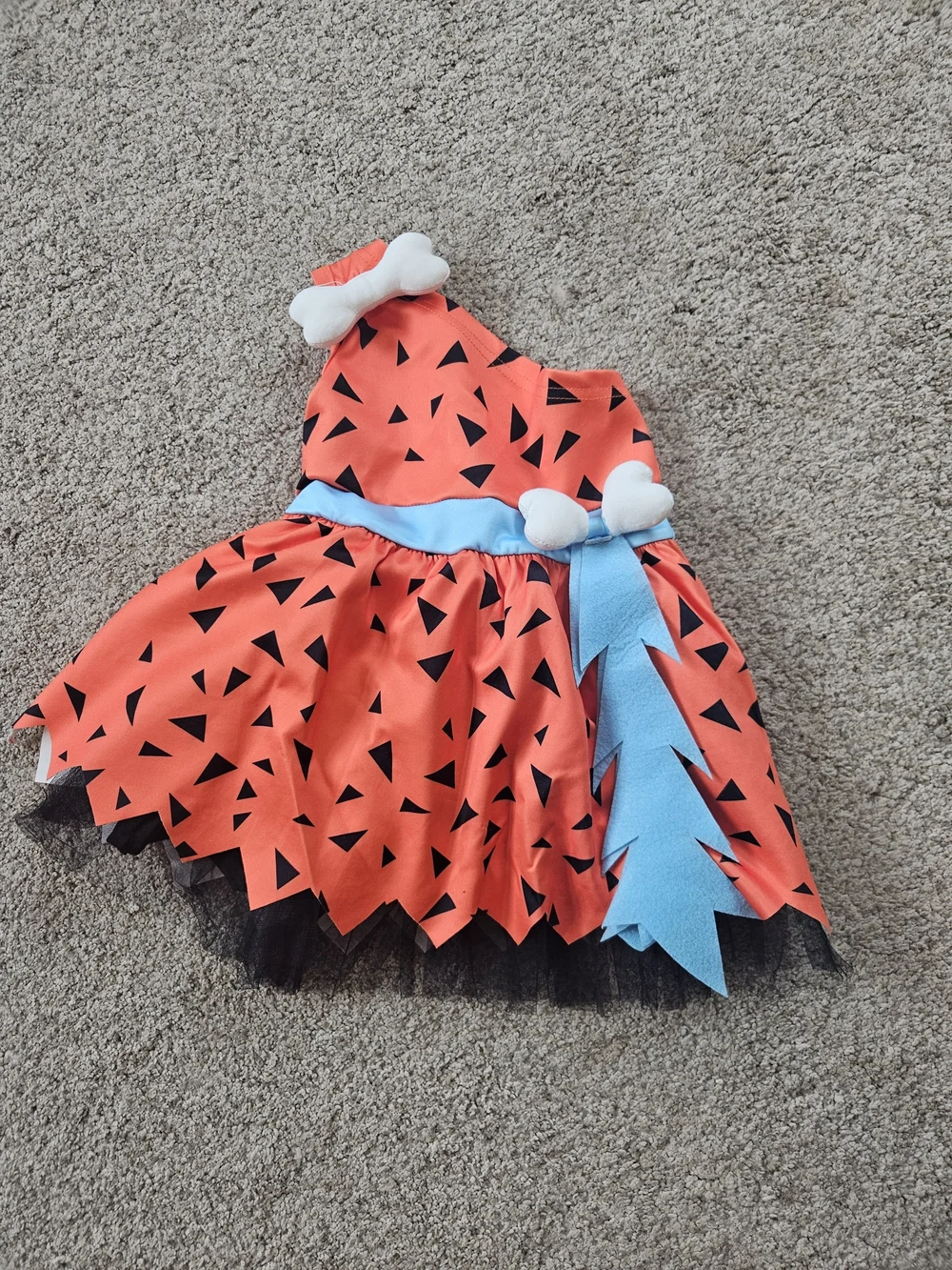 Girls Orange and Blue Prehistoric Party Costume Dress